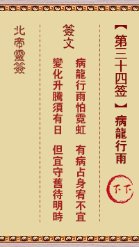 北帝灵签 第34签:病龙行雨 下下
